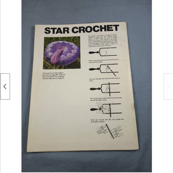 Vtg 70s Star Crochet Hairpin Embroidery Knitting New English Library 40+Patterns - Picture 6 of 6
